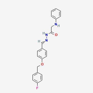 molecular formula C22H20FN3O2 B1276116 2-anilino-N'-({4-[(4-fluorobenzyl)oxy]phenyl}methylene)acetohydrazide 
