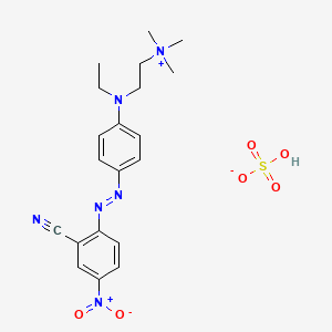 molecular formula C20H25N6O2.HO4S<br>C20H26N6O6S B12761200 (2-((4-((2-Cyano-4-nitrophenyl)azo)phenyl)ethylamino)ethyl)trimethylammonium hydrogen sulphate CAS No. 83968-99-4