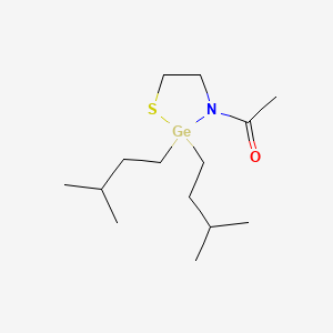 molecular formula C14H29GeNOS B12761237 1,3,2-Thiazagermolidine, 3-acetyl-2,2-bis(3-methylbutyl)- CAS No. 120626-86-0
