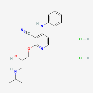 molecular formula C18H24Cl2N4O2 B12761279 3-Pyridinecarbonitrile, 2-(2-hydroxy-3-((1-methylethyl)amino)propoxy)-4-(phenylamino)-, dihydrochloride CAS No. 103638-56-8
