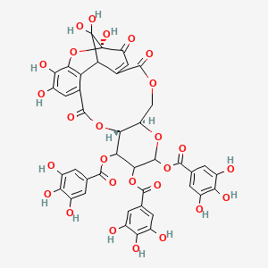 molecular formula C41H30O27 B12761302 [(1S,8R,13R)-1,18,19,23,23-pentahydroxy-2,5,15-trioxo-10,11-bis[(3,4,5-trihydroxybenzoyl)oxy]-6,9,14,24-tetraoxapentacyclo[18.3.1.04,22.08,13.016,21]tetracosa-3,16,18,20-tetraen-12-yl] 3,4,5-trihydroxybenzoate CAS No. 58690-20-3