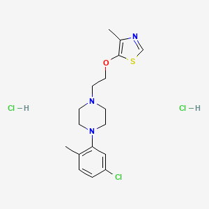 molecular formula C17H24Cl3N3OS B12761311 Piperazine, 1-(5-chloro-2-methylphenyl)-4-(2-((4-methyl-5-thiazolyl)oxy)ethyl)-, dihydrochloride CAS No. 136996-70-8