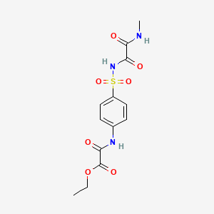 molecular formula C13H15N3O7S B12761323 Acetic acid, ((4-((((methylamino)oxoacetyl)amino)sulfonyl)phenyl)amino)oxo-, ethyl ester CAS No. 81717-17-1