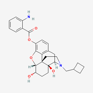 molecular formula C28H32N2O5 B12761344 Nalbuphine 3-anthranilate CAS No. 104160-14-7