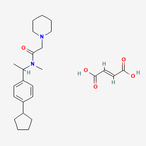 molecular formula C25H36N2O5 B12761376 N-(1-(4-Cyclopentylphenyl)ethyl)-N-methylpiperidinoacetamide hydrogen maleate hemihydrate CAS No. 80649-53-2