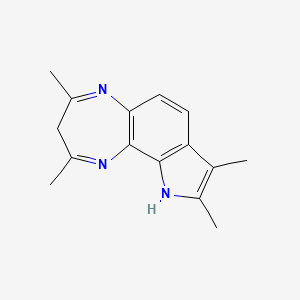 molecular formula C15H17N3 B12761382 Pyrrolo(2,3-g)-1,5-benzodiazepine, 3,10-dihydro-2,4,8,9-tetramethyl- CAS No. 113597-51-6