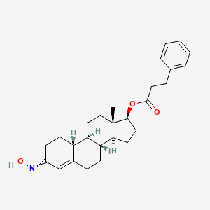 molecular formula C27H35NO3 B12761407 17-(1-Oxo-3-phenylpropoxy)-estr-4-en-3-one 3-oxime CAS No. 82332-16-9