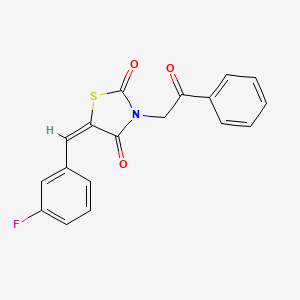 molecular formula C18H12FNO3S B12761429 3-Phenacyl-5-(3-fluorobenzylidene)thiazolidine-2,4-dione CAS No. 151956-05-7