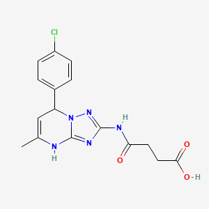 molecular formula C16H16ClN5O3 B12761434 Butanoic acid, 4-((7-(4-chlorophenyl)-4,7-dihydro-5-methyl-(1,2,4)triazolo(1,5-a)pyrimidin-2-yl)amino)-4-oxo- CAS No. 171668-00-1