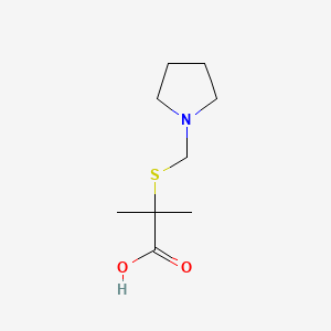 molecular formula C9H17NO2S B12761444 Propionic acid, 2-methyl-2-((1-pyrrolidinylmethyl)thio)- CAS No. 92187-56-9