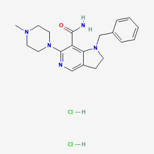 molecular formula C20H27Cl2N5O B12761450 1H-Pyrrolo(3,2-c)pyridine-7-carboxamide, 2,3-dihydro-1-benzyl-6-(4-methyl-1-piperazinyl)-, dihydrochloride CAS No. 102280-85-3