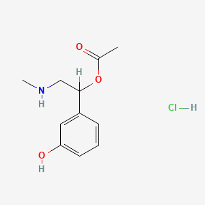 molecular formula C11H16ClNO3 B12761462 N-Methyl-2-(3-hydroxyphenyl)-2-acetoxyethylamine hydrochloride CAS No. 119610-76-3