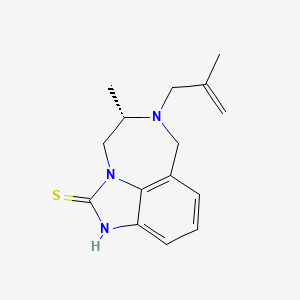molecular formula C15H19N3S B12761529 Imidazo(4,5,1-jk)(1,4)benzodiazepine-2(1H)-thione, 4,5,6,7-tetrahydro-5-methyl-6-(2-methyl-2-propenyl)-, (5S)- CAS No. 136722-77-5