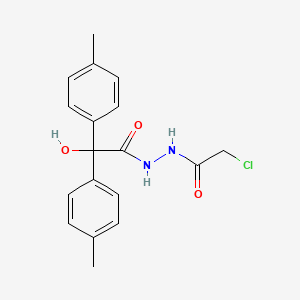 molecular formula C18H19ClN2O3 B12761533 Benzeneacetic acid, alpha-hydroxy-4-methyl-alpha-(4-methylphenyl)-, 2-(chloroacetyl)hydrazide CAS No. 128156-78-5