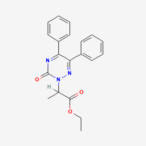 molecular formula C20H19N3O3 B12761599 Ethyl 5,6-diphenyl-alpha-methyl-3-oxo-1,2,4-triazine-2(3H)-acetate CAS No. 108734-88-9