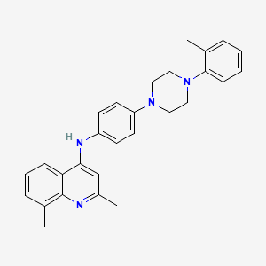 molecular formula C28H30N4 B12761606 Quinoline, 2,8-dimethyl-4-(p-(4-(o-tolyl)-1-piperazinyl)anilino)- CAS No. 87602-50-4