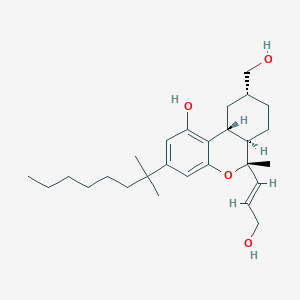 molecular formula C27H42O4 B12761627 6H-Dibenzo(b,d)pyran-9-methanol, 3-(1,1-dimethylheptyl)-6a,7,8,9,10,10a-hexahydro-1-hydroxy-6-((1E)-3-hydroxy-1-propenyl)-6-methyl-, (6S,6aR,9R,10aR)- CAS No. 587023-54-9