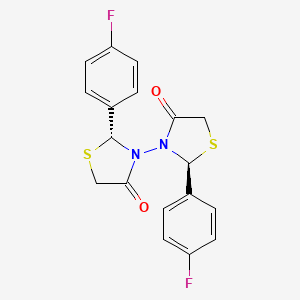 molecular formula C18H14F2N2O2S2 B12761635 (3,3'-Bithiazolidine)-4,4'-dione, 2,2'-bis(4-fluorophenyl)-, (R*,S*)- CAS No. 95035-83-9