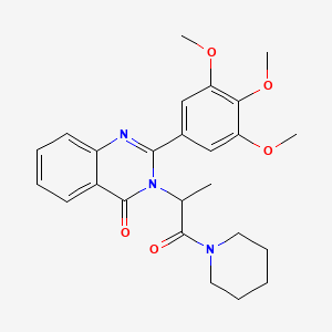molecular formula C25H29N3O5 B12761669 1-(1-Oxo-2-(4-oxo-2-(3,4,5-trimethoxyphenyl)-3(4H)-quinazolinyl)propyl)piperidine CAS No. 83409-02-3