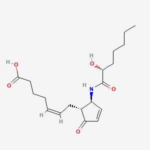 molecular formula C19H29NO5 B12761702 7-(N-(2R-hydroxyhexylcarbonyl)-2-amino-5-oxo-3-cyclopentenyl)-5-heptenoic acid CAS No. 64812-16-4
