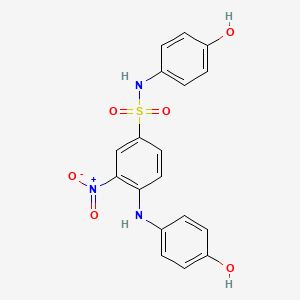 molecular formula C18H15N3O6S B12761719 N-(4-Hydroxyphenyl)-4-((4-hydroxyphenyl)amino)-3-nitrobenzenesulphonamide CAS No. 84100-91-4