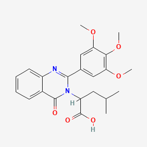 molecular formula C23H26N2O6 B12761742 alpha-(2-Methylpropyl)-4-oxo-2-(3,4,5-trimethoxyphenyl)-3(4H)-quinazolineacetic acid CAS No. 83408-93-9