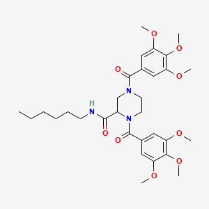 molecular formula C31H43N3O9 B12761745 1,4-Bis(3,4,5-trimethoxybenzoyl)-N-hexyl-2-piperazinecarboxamide CAS No. 129477-61-8