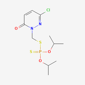 molecular formula C11H18ClN2O3PS2 B12761765 Phosphorodithioic acid, O,O-diisopropyl ester, S-ester with 6-chloro-2-(mercaptomethyl)-3(2H)-pyridazinone CAS No. 51356-17-3