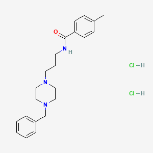 molecular formula C22H31Cl2N3O B12761789 Benzamide, 4-methyl-N-(3-(4-(phenylmethyl)-1-piperazinyl)propyl)-, dihydrochloride, hydrate CAS No. 125775-34-0