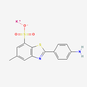 molecular formula C14H11KN2O3S2 B12761850 7-Benzothiazolesulfonic acid, 2-(4-aminophenyl)-5-methyl-, monopotassium salt CAS No. 71032-91-2