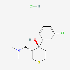 molecular formula C14H21Cl2NOS B12761872 2H-Thiopyran-4-ol, tetrahydro-4-(3-chlorophenyl)-3-((dimethylamino)methyl)-, hydrochloride, trans-(+-)- CAS No. 119558-33-7