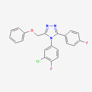 molecular formula C21H14ClF2N3O B12761898 4H-1,2,4-Triazole, 4-(3-chloro-4-fluorophenyl)-3-(4-fluorophenyl)-5-(phenoxymethyl)- CAS No. 141079-14-3
