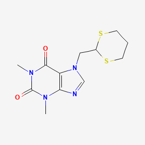 molecular formula C12H16N4O2S2 B12761960 7-(1,3-Dithian-2-ylmethyl)theophylline CAS No. 116763-37-2