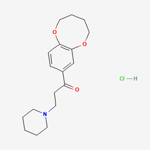 molecular formula C18H26ClNO3 B12761979 1-Propanone, 3-(1-piperidinyl)-1-(2,3,4,5-tetrahydro-1,6-benzodioxocin-8-yl)-, hydrochloride CAS No. 132412-86-3