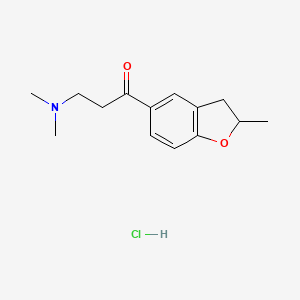molecular formula C14H20ClNO2 B12761985 beta-Dimethylaminopropionyl 2-methyl coumaran hydrochloride CAS No. 93591-74-3
