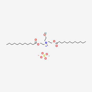 molecular formula C32H65NO9S B12761994 Dilauroylethyl hydroxyethylmonium methosulfate CAS No. 221315-87-3