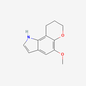 molecular formula C12H13NO2 B12761998 Pyrano(2,3-g)indole, 1,7,8,9-tetrahydro-5-methoxy- CAS No. 81257-95-6
