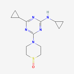 molecular formula C13H19N5OS B12762019 1,3,5-Triazin-2-amine, N,4-dicyclopropyl-6-(4-thiomorpholinyl)-, S-oxide CAS No. 148312-51-0