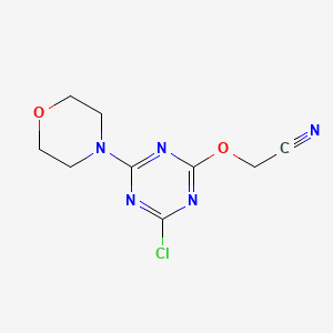molecular formula C9H10ClN5O2 B12762020 Acetonitrile, ((4-chloro-6-(4-morpholinyl)-1,3,5-triazin-2-yl)oxy)- CAS No. 137522-76-0