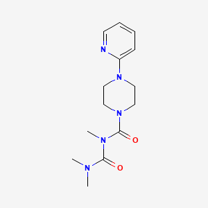 molecular formula C14H21N5O2 B12762076 1-Piperazinecarboxamide, N-((dimethylamino)carbonyl)-N-methyl-4-(2-pyridinyl)- CAS No. 80712-43-2