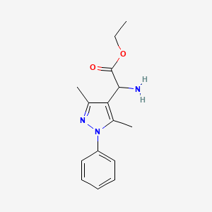 molecular formula C15H19N3O2 B1276209 ethyl amino(3,5-dimethyl-1-phenyl-1H-pyrazol-4-yl)acetate 
