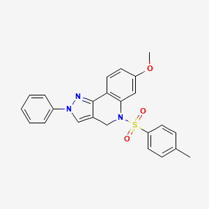 molecular formula C24H21N3O3S B12762099 2H-Pyrazolo(4,3-c)quinoline, 4,5-dihydro-7-methoxy-5-((4-methylphenyl)sulfonyl)-2-phenyl- CAS No. 103688-01-3