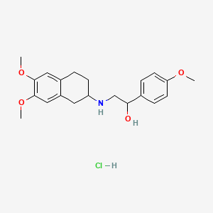 molecular formula C21H28ClNO4 B12762132 Benzenemethanol, 4-methoxy-alpha-(((1,2,3,4-tetrahydro-6,7-dimethoxy-2-naphthalenyl)amino)methyl)-, hydrochloride CAS No. 116680-74-1