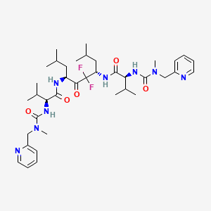 molecular formula C38H58F2N8O5 B12762136 2,5,10,13-Tetraazatetradecanediamide, 7,7-difluoro-N,N'-dimethyl-3,12-bis(1-methylethyl)-6,9-bis(2-methylpropyl)-4,8,11-trioxo-N,N'-bis(2-pyridinylmethyl)-, (3S-(3R*,6R*,9R*,12R*))- CAS No. 144162-61-8