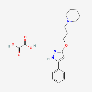 molecular formula C19H25N3O5 B12762159 oxalic acid;1-[3-[(5-phenyl-1H-pyrazol-3-yl)oxy]propyl]piperidine CAS No. 86871-67-2