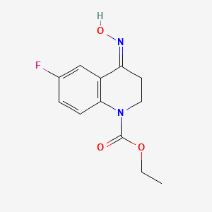 molecular formula C12H13FN2O3 B12762252 Ethyl 6-fluoro-3,4-dihydro-4-(hydroxyimino)-1(2H)-quinolinecarboxylate CAS No. 81892-44-6
