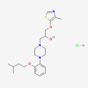 molecular formula C22H34ClN3O3S B12762270 1-Piperazineethanol, 4-(2-(3-methylbutoxy)phenyl)-alpha-(((4-methyl-5-thiazolyl)oxy)methyl)-, monohydrochloride CAS No. 136996-84-4