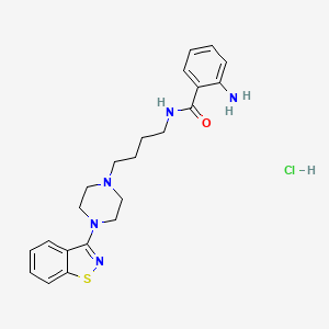 molecular formula C22H28ClN5OS B12762292 2-Amino-N-(4-(4-(1,2-benzisothiazol-3-yl)-1-piperazinyl)butyl)benzamide hydrochloride CAS No. 155289-32-0