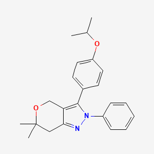 molecular formula C23H26N2O2 B12762311 Pyrano(4,3-c)pyrazole, 2,4,6,7-tetrahydro-6,6-dimethyl-3-(4-(1-methylethoxy)phenyl)-2-phenyl- CAS No. 130953-29-6