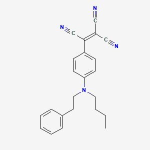 molecular formula C23H22N4 B12762321 Ethenetricarbonitrile, (4-(butyl(2-phenylethyl)amino)phenyl)- CAS No. 97460-76-9